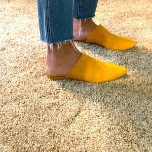 Raleigh Label Yellow Suede Mules